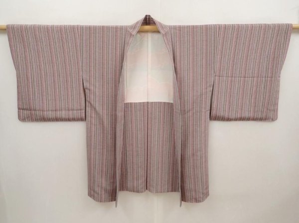 Photo5: 6619T07z620 Vintage Japanese Kimono Silk HAORI  Lavender gray (5)