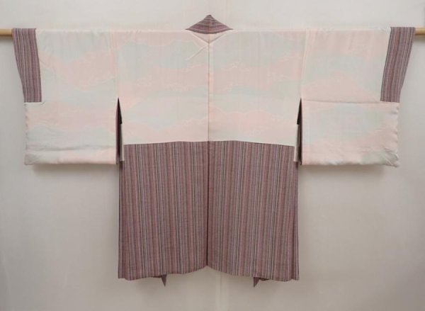 Photo6: 6619T07z620 Vintage Japanese Kimono Silk HAORI  Lavender gray (6)