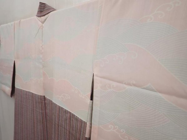 Photo7: 6619T07z620 Vintage Japanese Kimono Silk HAORI  Lavender gray (7)