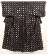 Photo1: 6619T09z670 Vintage Japanese Kimono Silk MEISEN KOMON Black (1)