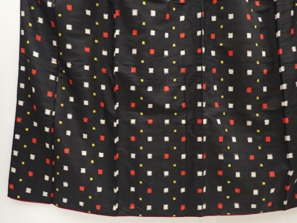 Photo4: 6619T09z670 Vintage Japanese Kimono Silk MEISEN KOMON Black (4)