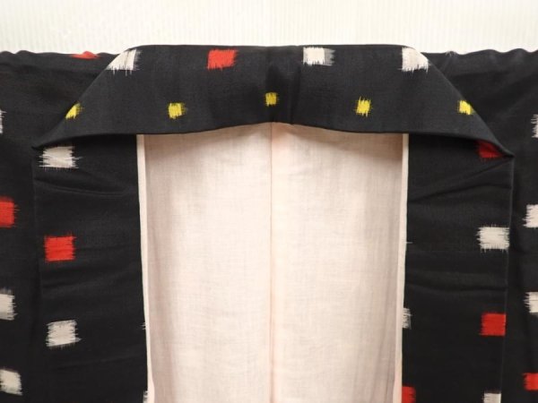 Photo7: 6619T09z670 Vintage Japanese Kimono Silk MEISEN KOMON Black (7)
