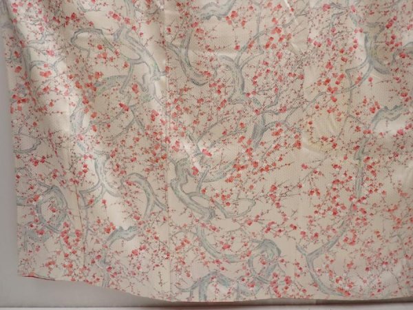 Photo4: 6619T10z930 Vintage Japanese Kimono Silk KOMON Plum tree Off-white (4)