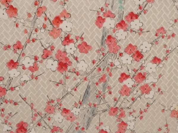 Photo6: 6619T10z930 Vintage Japanese Kimono Silk KOMON Plum tree Off-white (6)