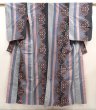Photo1: 6619T11z520 Vintage Japanese Kimono Silk MEISEN KOMON Blue-Gray (1)