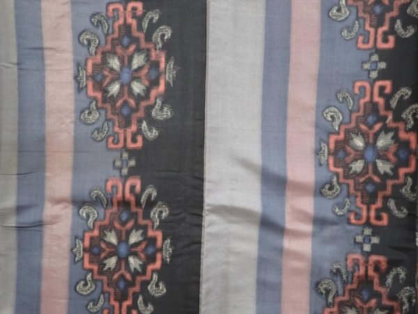 Photo5: 6619T11z520 Vintage Japanese Kimono Silk MEISEN KOMON Blue-Gray (5)