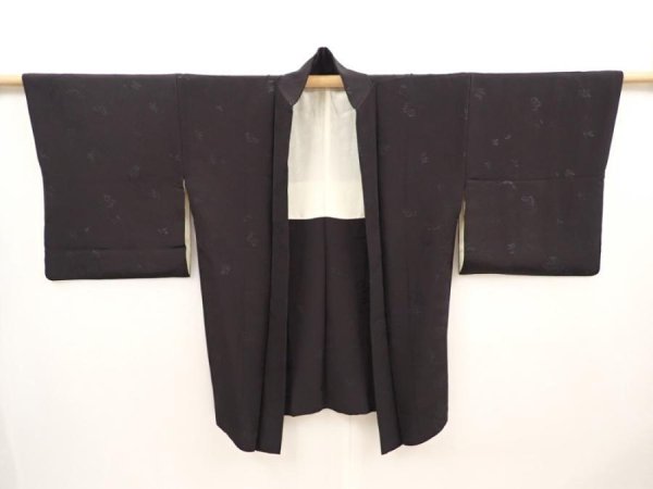 Photo6: 6619T13z650 Vintage Japanese Kimono Silk HAORI Flower Black (6)