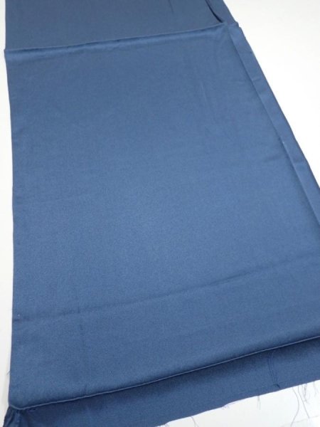 Photo2: 3F01z50  Japanese Kimono Silk  FABRIC Plain Blue-Gray 37.8x14.4 (2)