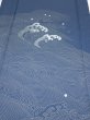 Photo1: 3F03z80  Japanese Kimono Silk  FABRIC Wave Blue-Gray 61.8x14.2 (1)