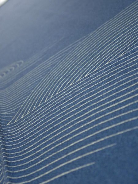 Photo4: 3F04z80  Japanese Kimono Silk  FABRIC Wave Blue-Gray 62.2x14.2 (4)
