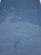 Photo1: 3F05z80  Japanese Kimono Silk  FABRIC  Blue-Gray 61.8x14.4 (1)