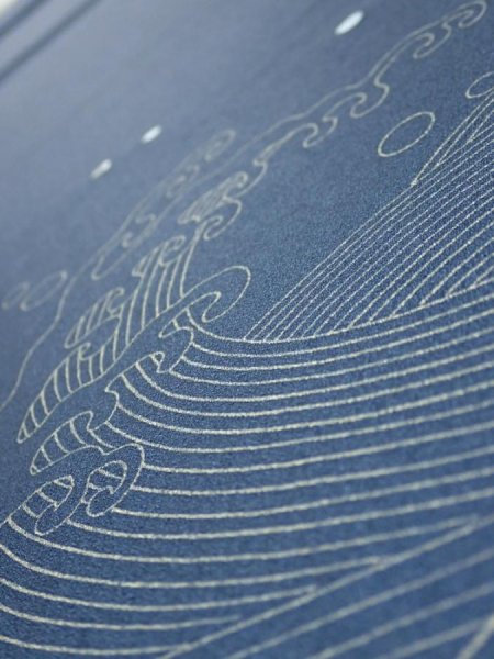 Photo4: 3F05z80  Japanese Kimono Silk  FABRIC  Blue-Gray 61.8x14.4 (4)