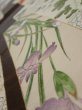Photo4: 3F02z60  Japanese Kimono Silk  FABRIC Flowers Dark brown 41.7x14.6 (4)