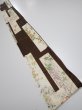 Photo4: 3F07z40  Japanese Kimono Silk  FABRIC Flowers Dark brown 62.6x7.3 (4)