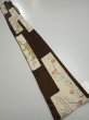 Photo4: 3F08z40  Japanese Kimono Silk  FABRIC Flowers Dark brown 62.2x7.3 (4)