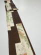 Photo2: 3F09z50  Japanese Kimono Silk  FABRIC Flowers Dark brown 80.7x7.1 (2)