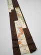 Photo3: 3F09z50  Japanese Kimono Silk  FABRIC Flowers Dark brown 80.7x7.1 (3)