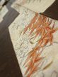 Photo4: 3F09z50  Japanese Kimono Silk  FABRIC Flowers Dark brown 80.7x7.1 (4)