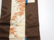 Photo6: 3F09z50  Japanese Kimono Silk  FABRIC Flowers Dark brown 80.7x7.1 (6)