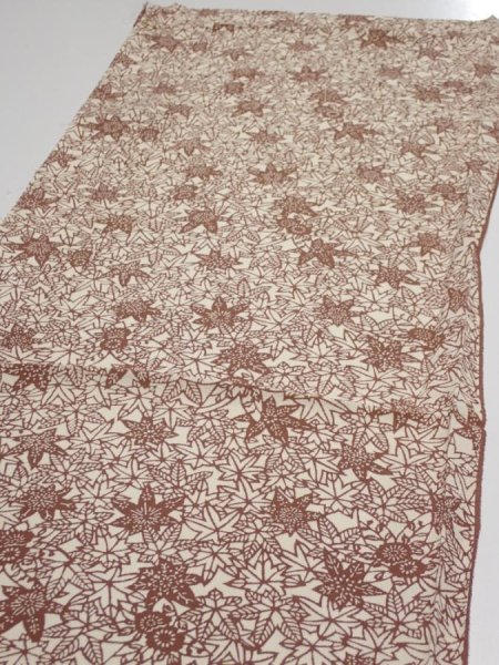 Photo3: 3F02z60  Japanese Kimono Silk  FABRIC Maple Brown 42.1x14.2 (3)