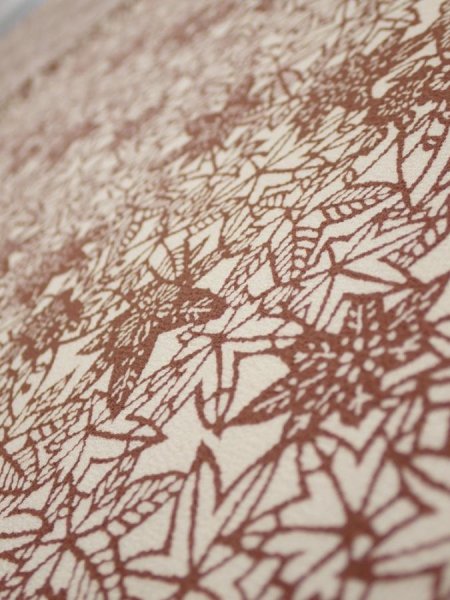 Photo4: 3F02z60  Japanese Kimono Silk  FABRIC Maple Brown 42.1x14.2 (4)