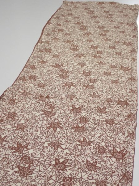 Photo3: 3F03z70  Japanese Kimono Silk  FABRIC Maple Brown 59.1x14.2 (3)