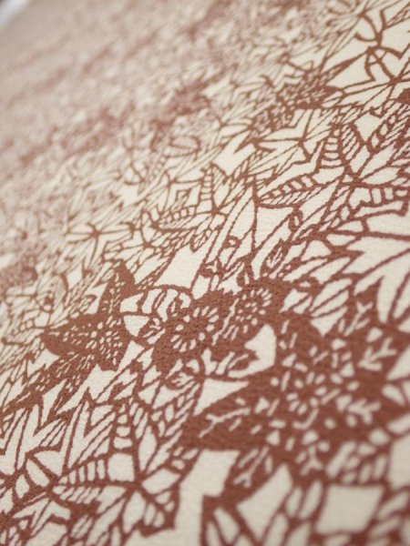 Photo4: 3F04z80  Japanese Kimono Silk  FABRIC Maple Brown 59.1x14.2 (4)