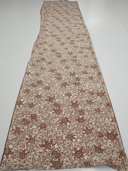 Photo5: 3F05z70  Japanese Kimono Silk  FABRIC Maple Brown 58.3x14.2 (5)
