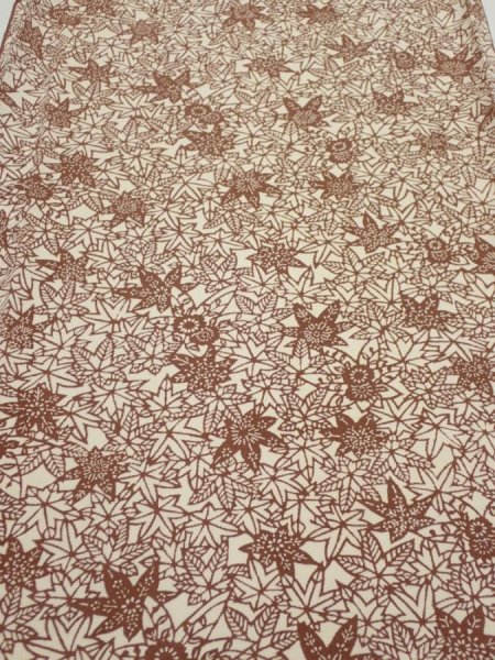Photo1: 3F06z70  Japanese Kimono Silk  FABRIC Maple Brown 58.3x14.2 (1)