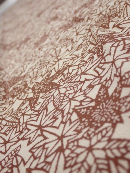 Photo4: 3F07z40  Japanese Kimono Silk  FABRIC Maple Brown 53.9x6.9 (4)