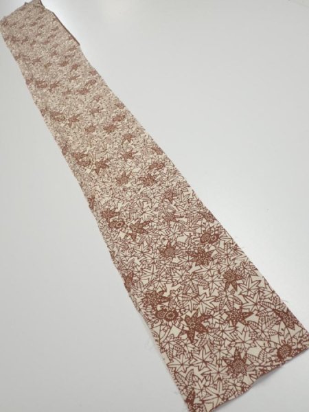 Photo5: 3F07z40  Japanese Kimono Silk  FABRIC Maple Brown 53.9x6.9 (5)