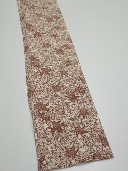 Photo2: 3F08z40  Japanese Kimono Silk  FABRIC Maple Brown 53.5x6.9 (2)