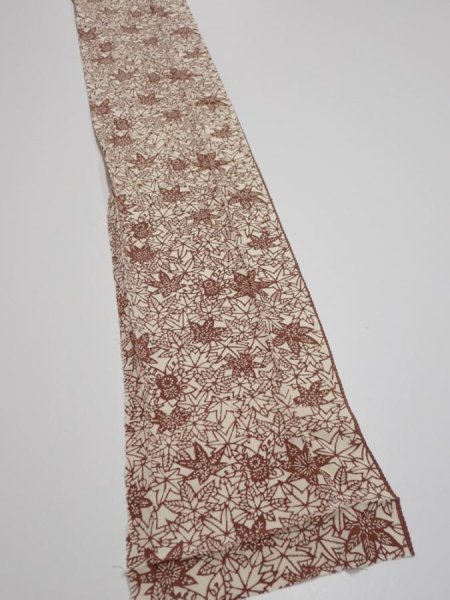 Photo2: 3F09z50  Japanese Kimono Silk  FABRIC Maple Brown 74.4x6.9 (2)