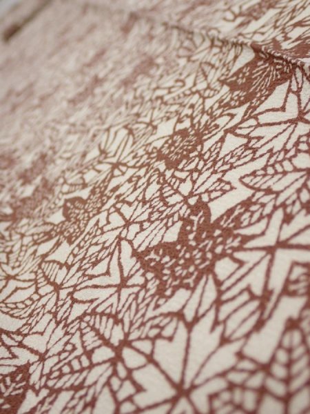 Photo4: 3F09z50  Japanese Kimono Silk  FABRIC Maple Brown 74.4x6.9 (4)