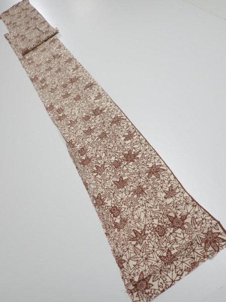 Photo5: 3F09z50  Japanese Kimono Silk  FABRIC Maple Brown 74.4x6.9 (5)