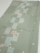 Photo3: 3F01z60  Japanese Kimono Silk  FABRIC Sakura Dull light green 41.7x15.0 (3)
