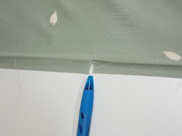 Photo9: 3F01z60  Japanese Kimono Silk  FABRIC Sakura Dull light green 41.7x15.0 (9)