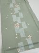 Photo2: 3F02z60  Japanese Kimono Silk  FABRIC Sakura Dull light green 41.3x15.0 (2)