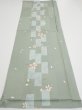Photo5: 3F02z60  Japanese Kimono Silk  FABRIC Sakura Dull light green 41.3x15.0 (5)