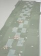 Photo3: 3F03z90  Japanese Kimono Silk  FABRIC Sakura Dull light green 65.0x13.8 (3)