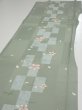 Photo3: 3F05z90  Japanese Kimono Silk  FABRIC Sakura Dull light green 65.0x13.8 (3)