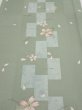 Photo1: 3F06z90  Japanese Kimono Silk  FABRIC Sakura Dull light green 64.6x14.0 (1)