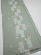 Photo2: 3F06z90  Japanese Kimono Silk  FABRIC Sakura Dull light green 64.6x14.0 (2)