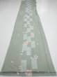 Photo5: 3F06z90  Japanese Kimono Silk  FABRIC Sakura Dull light green 64.6x14.0 (5)