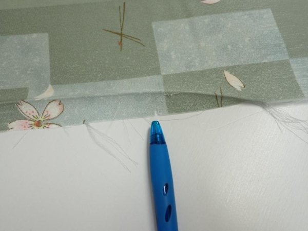 Photo6: 3F07z40  Japanese Kimono Silk  FABRIC Sakura Dull light green 58.3x6.3 (6)