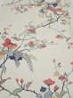 Photo1: 3E01z50  Japanese Kimono Silk  FABRIC Flower Off-white 41.7x14.8 (1)