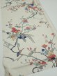 Photo2: 3E01z50  Japanese Kimono Silk  FABRIC Flower Off-white 41.7x14.8 (2)