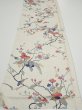 Photo5: 3E01z50  Japanese Kimono Silk  FABRIC Flower Off-white 41.7x14.8 (5)