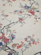Photo1: 3E02z50  Japanese Kimono Silk  FABRIC Flower Off-white 40.2x14.6 (1)