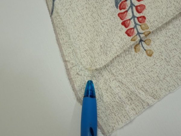 Photo6: 3E02z50  Japanese Kimono Silk  FABRIC Flower Off-white 40.2x14.6 (6)